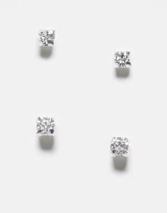 LOX[CA fB[X ANZT[ sAXECO Kingsley Ryan pack of 2 gem set tiny crystal stud earrings in sterling Clear Vo[