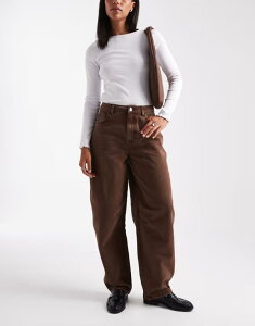 �~�X�Z���t�t���b�W ���f�B�[�X �{�g���X �f�j���p���c �W�[���Y Miss Selfridge barrel leg jeans in chocolate wash CHOCOLATE WASH �`���R���[�g