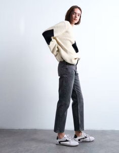 �g�b�v�V���b�v ���f�B�[�X �{�g���X �f�j���p���c �X�g���[�g �W�[���Y Topshop Orson mid rise comfort straight leg jeans in washed WASHED BLACK �u���b�N