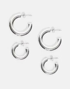 �A���h�A�U�[�X�g�[���[�Y ���f�B�[�X �A�N�Z�T���[ �s�A�X�E�C�������O & Other Stories 2 pack brushed hoop earrings SILVER �V���o�[