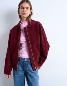gbvVbv fB[X AE^[ WPbgEu] XG[h WPbg Topshop faux suede zip up seam detailing jacket burgundy o[KfB