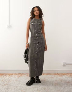 UOhv[Xg fB[X gbvX s[X }LVs[X }LV The Ragged Priest paneled button up maxi dress Gray O[