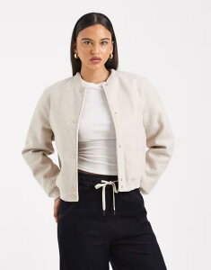 F[_ fB[X AE^[ WPbgEu] WPbg Vero Moda oversized felted bomber jacket in oatmeal Oatmeal melange I[g~[