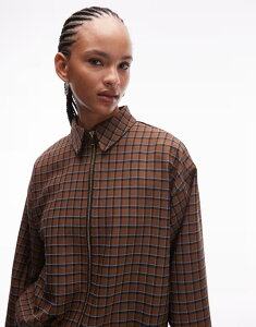 �G�C�\�X ���f�B�[�X �g�b�v�X �V���c ASOS DESIGN zip up bomber shacket in plaid - part of a set Check �`�F�b�N