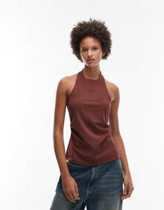 �G�C�\�X ���f�B�[�X �g�b�v�X �V���c �z���^�[ ASOS DESIGN clean halter top - part of a set Brown �u���E��