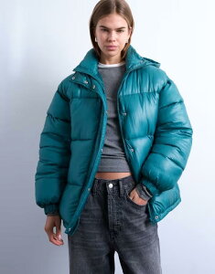 gbvVbv fB[X AE^[ WPbgEu] WPbg Topshop high shine ripstop puffer jacket in teal teal eB[