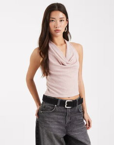 �~�X�Z���t�t���b�W ���f�B�[�X �g�b�v�X �V���c �z���^�[ Miss Selfridge glitter cowl halterneck top STRIPE �X�g���C�v