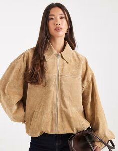 EB EH[ bg fB[X AE^[ WPbgEu] XG[h WPbg WeWoreWhat suede bomber jacket in tan Tan ^