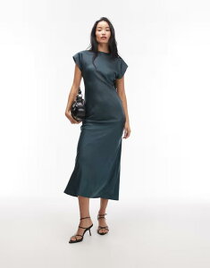 �G�C�\�X ���f�B�[�X �g�b�v�X �����s�[�X �T�e�� �L���b�v �}�L�V ASOS DESIGN cap sleeve seam detail satin maxi slip dress GREEN �O���[��