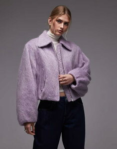 AhAU[Xg[[Y fB[X AE^[ R[g E[ WPbg & Other Stories hairy wool and mohair mix bomber jacket in lilac LILAC CbN