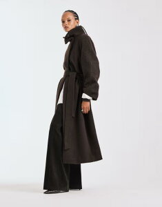 �G�C�\�X ���f�B�[�X �A�E�^�[ �R�[�g �X�^���h�l�b�N �E�[�� ASOS DESIGN premium brushed wool blend oversized funnel neck coat in chocolate Chocolate �`���R���[�g