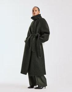 �G�C�\�X ���f�B�[�X �A�E�^�[ �R�[�g �X�^���h�l�b�N �E�[�� ASOS DESIGN premium brushed wool blend oversized funnel neck coat Khaki �J�[�L