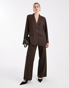 s[V[Y fB[X {gX JWApc ChbO pc Pieces wide leg dad pants with belt loops in chocolate brown - part of a set Hot fudge uE