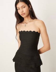 �G�C�~�[�E���[ ���f�B�[�X �g�b�v�X �V���c Amy Lynn scalloped bandage top - part of a set Black �u���b�N