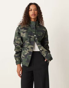 GC\X fB[X AE^[ WPbgEu] X^hlbN vg fj WPbg ASOS DESIGN denim funnel neck jacket in camo print Camo print fj
