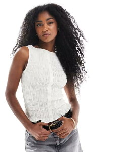 �G�C�\�X ���f�B�[�X �g�b�v�X �V���c ASOS DESIGN shirred bodice button up cami top Ivory �A�C�{���[