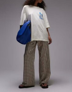 �g�b�v�V���b�v ���f�B�[�X �{�g���X �J�W���A���p���c �p���c Topshop crinkle plaid pull on pants in neutral - part of a set neutral �`�F�b�N