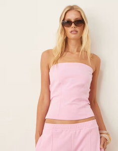 �G�C�\�X ���f�B�[�X �g�b�v�X �x�X�g ASOS DESIGN interlock seam detail bandeau top - part of a set PINK �s���N