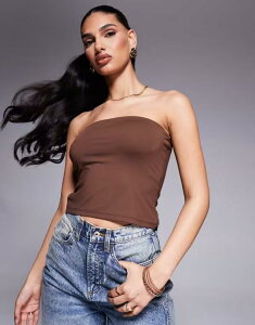 �G�C�\�X ���f�B�[�X �g�b�v�X T�V���c ASOS DESIGN premium polyamide slinky bandeau top in chocolate Chocolate �`���R���[�g