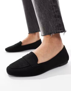 GC\X fB[X V[Y pvX XG[h [t@[ ASOS DESIGN Lilie loafer ballet flats suedette Black ubN