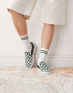 oY fB[X V[Y Xj[J[ Vans Classic Slip on checkerboard sneakers MID GREEN O[
