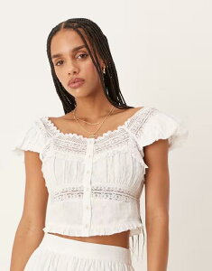 �m�[�o�f�B�[�Y �`���C���h ���f�B�[�X �g�b�v�X �V���c Nobody's Child Lola paneled milkmaid crop top - part of a set White �z���C�g