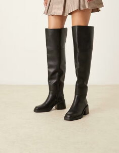 �G�C�\�X ���f�B�[�X �V���[�Y �u�[�c�E���C���u�[�c ASOS DESIGN Kilian chunky over the knee boots Black �u���b�N