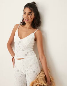 �G�C�\�X ���f�B�[�X �g�b�v�X �V���c ASOS DESIGN eyelet cami top - part of a set IVORY �A�C�{���[