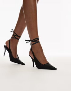 �G�C�\�X ���f�B�[�X �V���[�Y �q�[�� ���b�V�� ASOS DESIGN Pascha tie leg detailing high heeled shoes mesh Black mesh �u���b�N