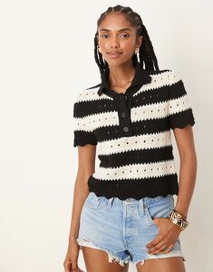 �G�C�\�X ���f�B�[�X �g�b�v�X T�V���c �|���V���c �j�b�g ASOS DESIGN knit polo in stripes Stripe �X�g���C�v