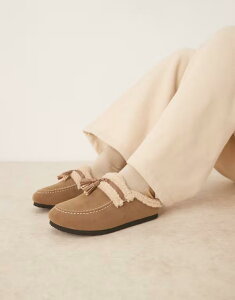 O}X fB[X V[Y Xb|E[t@[ Glamorous fluffy slip on mules in taupe Taupe g[v