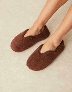 �O���}���X ���f�B�[�X �V���[�Y �T���_�� Glamorous cream fluffy slippers in mocha Mocha ���J