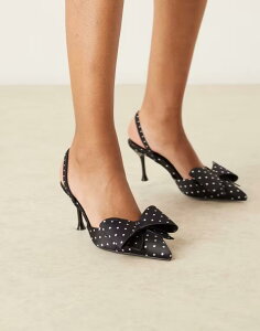 �O���}���X ���f�B�[�X �V���[�Y �T���_�� �h�b�g�� �h�b�g �q�[�� Glamorous kitten heel mules and white polka dot Black polka dot �u���b�N