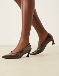 O}X fB[X V[Y pvX q[ Glamorous kitten heel pumps in chocolate patent Chocolate patent `R[g