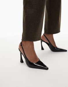 �g�j�[�r�A���R ���f�B�[�X �V���[�Y �q�[�� Tony Bianco Sassy curved heel slingback shoes crinkle Black crinkle �u���b�N