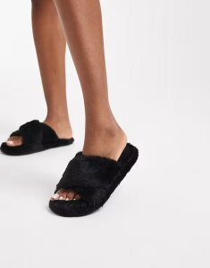 �u���[�u�\�E�� ���f�B�[�X �V���[�Y �T���_�� Brave Soul faux fur slipper slides Black �u���b�N