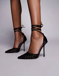 �V�~ ���f�B�[�X �V���[�Y �q�[�� �h�b�g�� �h�b�g ���b�V�� SIMMI Shoes Simmi London Mandisa polka dot mesh heeled shoes Black �u���b�N