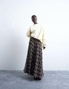 �g�b�v�V���b�v ���f�B�[�X �{�g���X �X�J�[�g �v�����g �}�L�V Topshop check print full circle maxi skirt in chocolate Check print �`�F�b�N