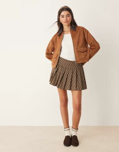 �~�X�Z���t�t���b�W ���f�B�[�X �{�g���X �X�J�[�g �v���[�c �W���[�W�[ Miss Selfridge jersey plaid pleated skort BROWN PLAID �u���E��
