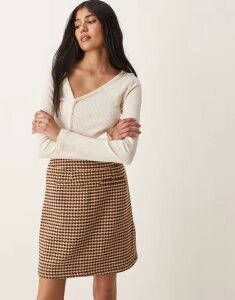 �X���[�h�x�A ���f�B�[�X �{�g���X �X�J�[�g �~�j Threadbare plaid mini skirt with pocket detail BROWN �u���E��