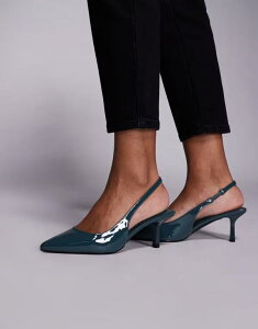 �V�~ ���f�B�[�X �V���[�Y �q�[�� SIMMI Shoes Simmi London Laena slingback kitten heel shoes in deep Deep blue �u���[