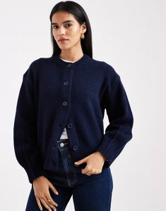 �G�C�\�X ���f�B�[�X �A�E�^�[ �J�[�f�B�K�� �T�C�h�X���b�g �N���[�l�b�N ASOS DESIGN boxy crew neck cardigan with side slit detail Navy �l�C�r�[