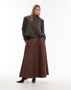 �G�C�\�X ���f�B�[�X �{�g���X �X�J�[�g ASOS DESIGN full circle pu skirt CHOCOLATE BROWN �u���E��