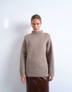 gbvVbv fB[X AE^[ jbgEZ[^[ nClbN Z[^[ jbg Topshop knit high neck sweater in espresso Brown uE