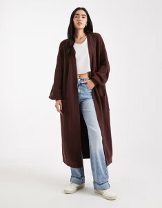 �~�X�Z���t�t���b�W ���f�B�[�X �A�E�^�[ �J�[�f�B�K�� �}�L�V Miss Selfridge maxi cardigan in chocolate Chocolate �`���R���[�g