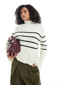 u[u\E fB[X AE^[ jbgEZ[^[ nClbN Z[^[ Brave Soul high neck loose fit sweater and black stripes WHITE zCg