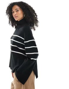 u[u\E fB[X AE^[ jbgEZ[^[ nClbN Z[^[ Brave Soul high neck loose fit sweater and white stripes Black ubN