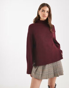 u[u\E fB[X AE^[ jbgEZ[^[ nClbN Z[^[ Brave Soul high neck sweater with wide sleeves Burgundy o[KfB