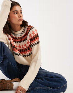 X[hxA fB[X AE^[ jbgEZ[^[ nClbN Z[^[ Threadbare high neck sweater with pattern detail in multi Multi }`J[