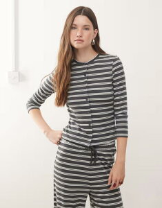 �R���[�W���� ���f�B�[�X �A�E�^�[ �J�[�f�B�K�� COLLUSION striped button up cardigan - part of a set STRIPE �X�g���C�v
